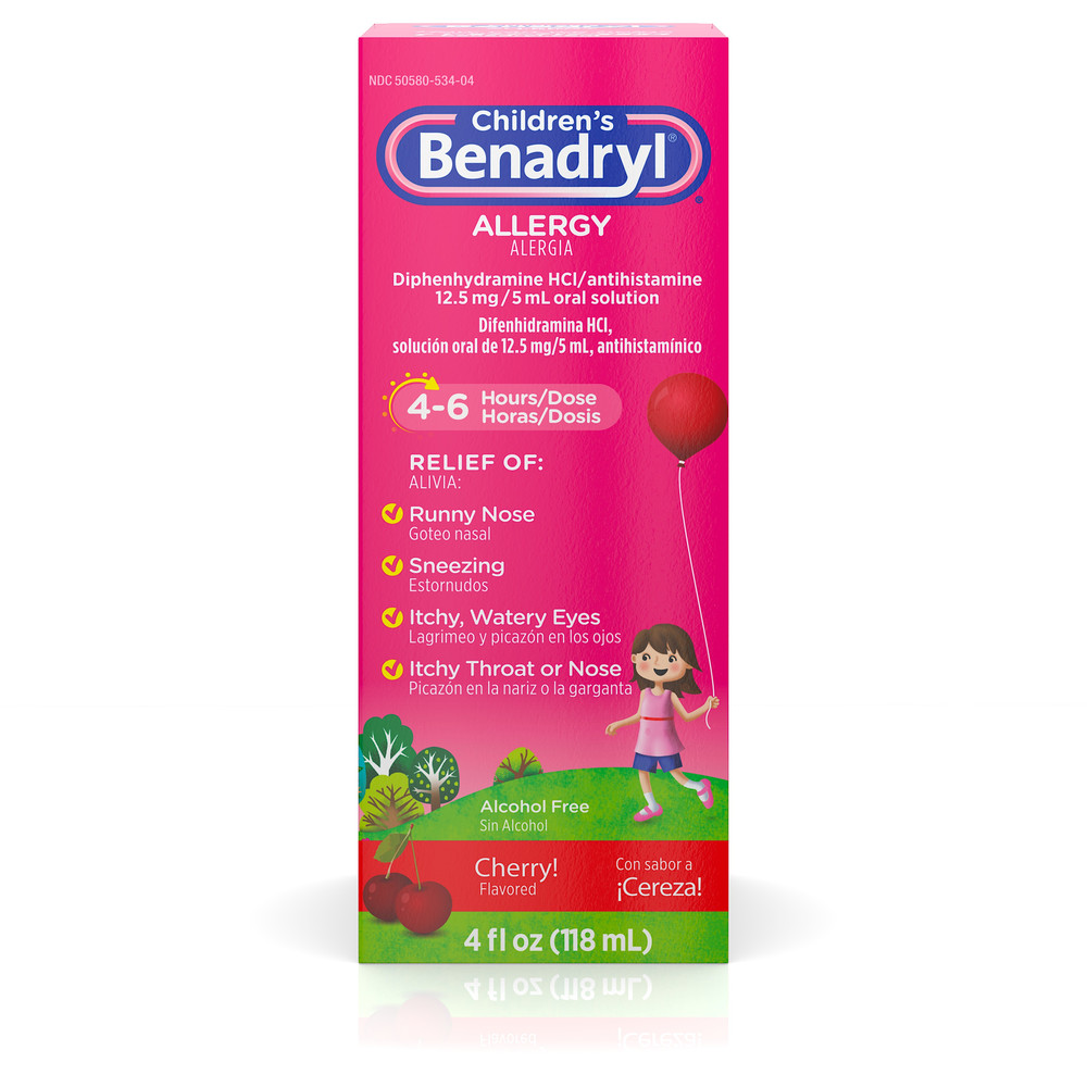 Children┬Æs Benadryl Antihistamine Allergy Relief, Liquid, Cherry Flavored, 4 Oz 350580534045 eBay